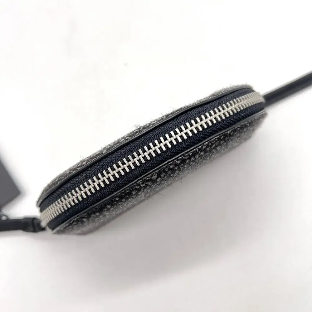 BANANA REPUBLIC Mini Half Moon Organizer Pouch Calf Hair Black Dot Phone Charger